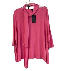 Marble Pink Batwing Oversized Blouse with Scarf Small